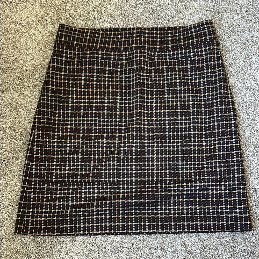 LOFT Black and White Checkered Mini Skirt